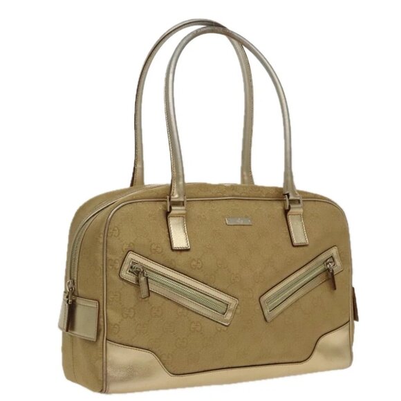 GUCCI GG Canvas Hand Bag Gold - Picture 1 of 15